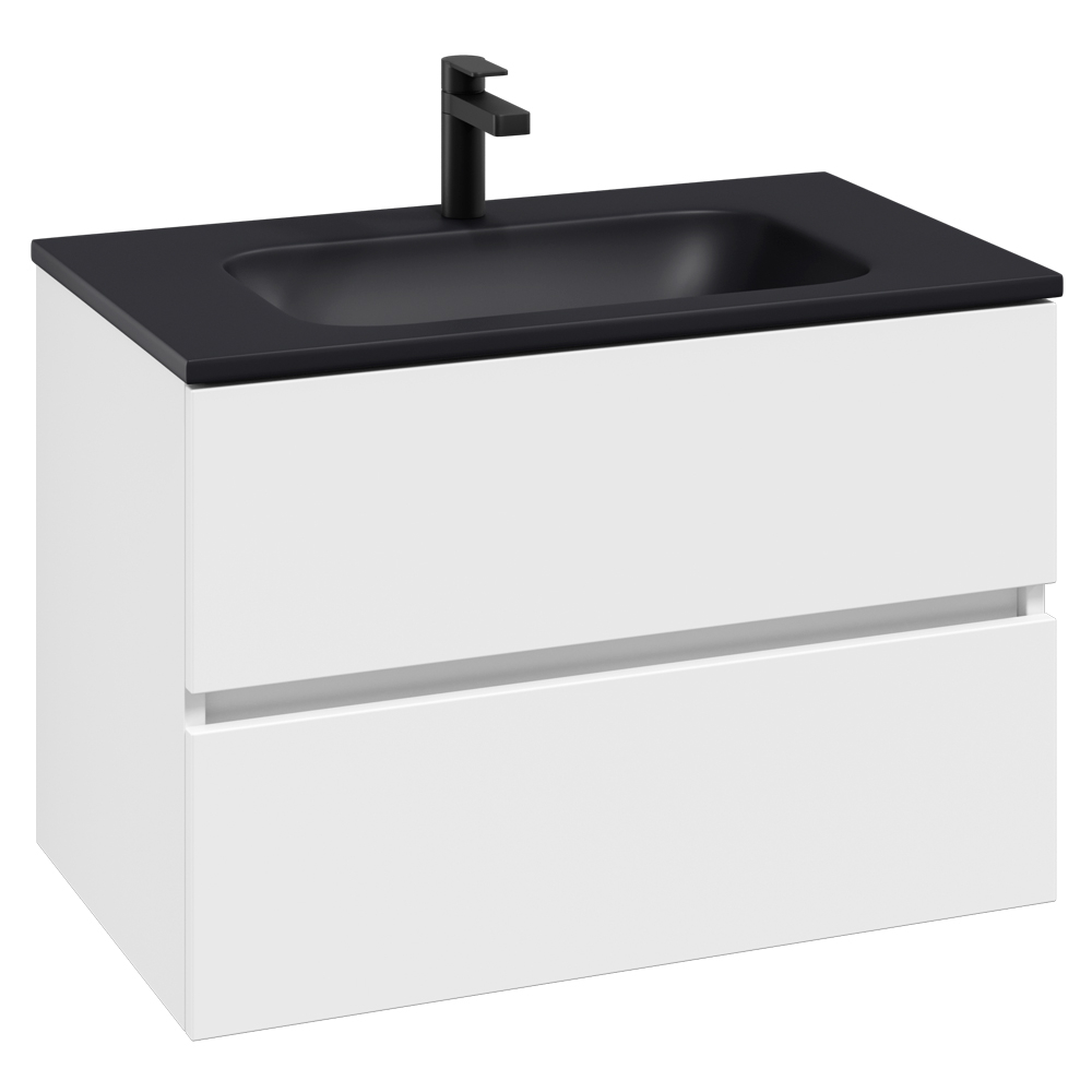 Villeroy & Boch Arto 800 Bathroom Vanity Unit With Black Basin - Satin White