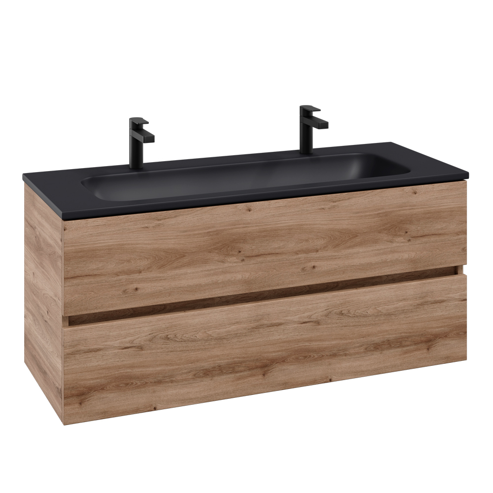 Villeroy & Boch Arto 1200 Bathroom Vanity Unit With Black Basin - Oak Kansas