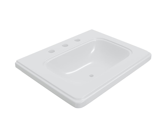 Artize VIC White 600mm Rectangular Countertop Basin With Three Tap Hole