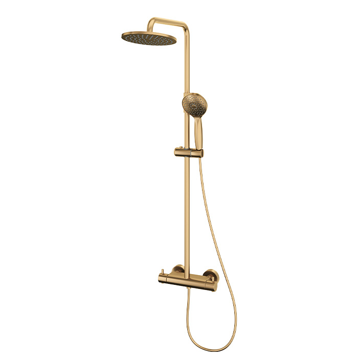 Abacus Emotion Dual Head Thermostatic Shower Brushed Brass