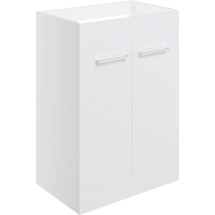 Vouille 590mm White Gloss Floor Standing 2 Door Vanity Unit (No Top)