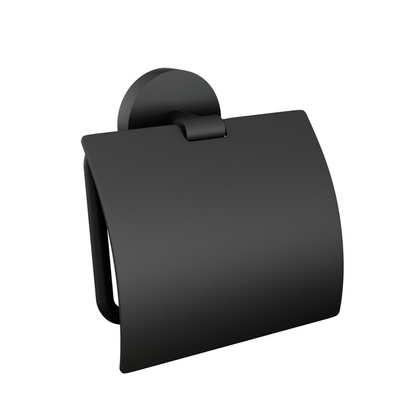 Jaquar Continental Black Matt Toilet Roll Holder With Cover 