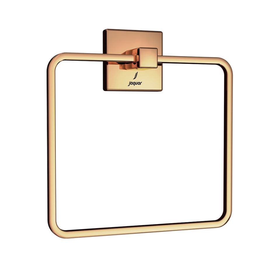 Jaquar Kubix Prime Bright Gold Square Towel Ring