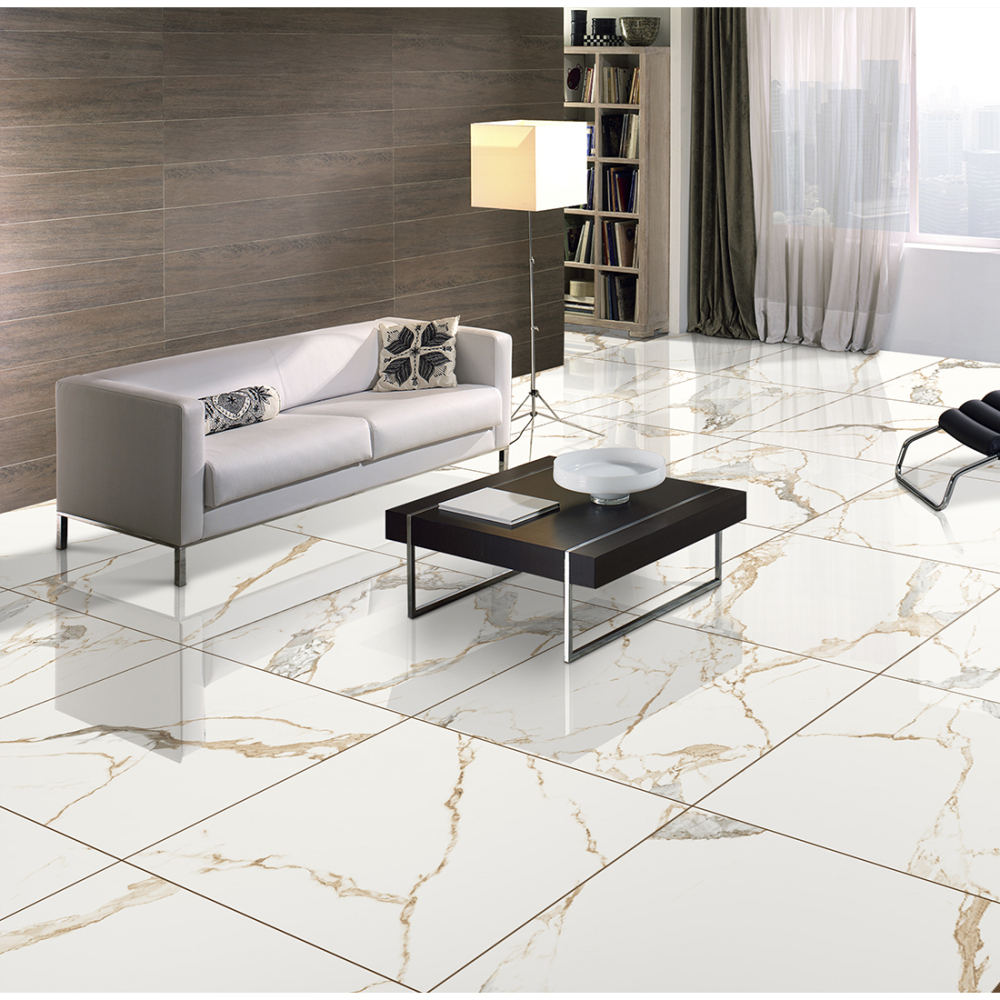 Athens Gold Polished 600 x 600 Porcelain Floor & Wall Tiles - 1.44m2