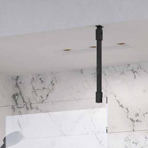 Roman Black Square Wetroom Glass Ceiling Support Bar For 6, 8 & 10mm Glass