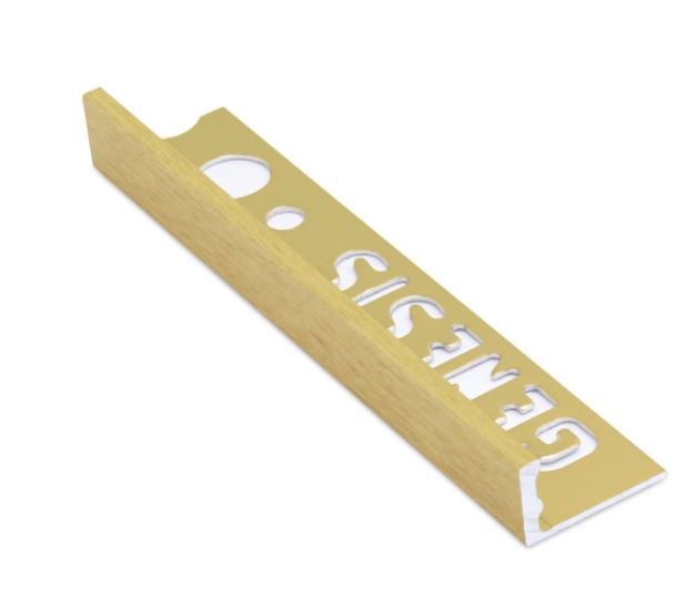 Genesis 10mm Brushed Brass Aluminium Straight Edge Tile Trim 2.5m