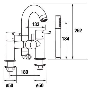 Francis Pegler Visio Bath Shower Mixer Tap, 4K4019 | Rubberduck Bathrooms