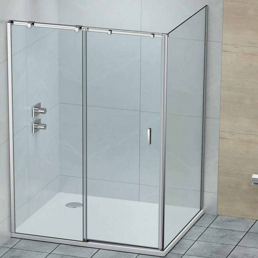 Jaquar Fusion Plus 1200 x 800mm Chrome Sliding Shower Door Corner Shower Enclosure - Left Hand