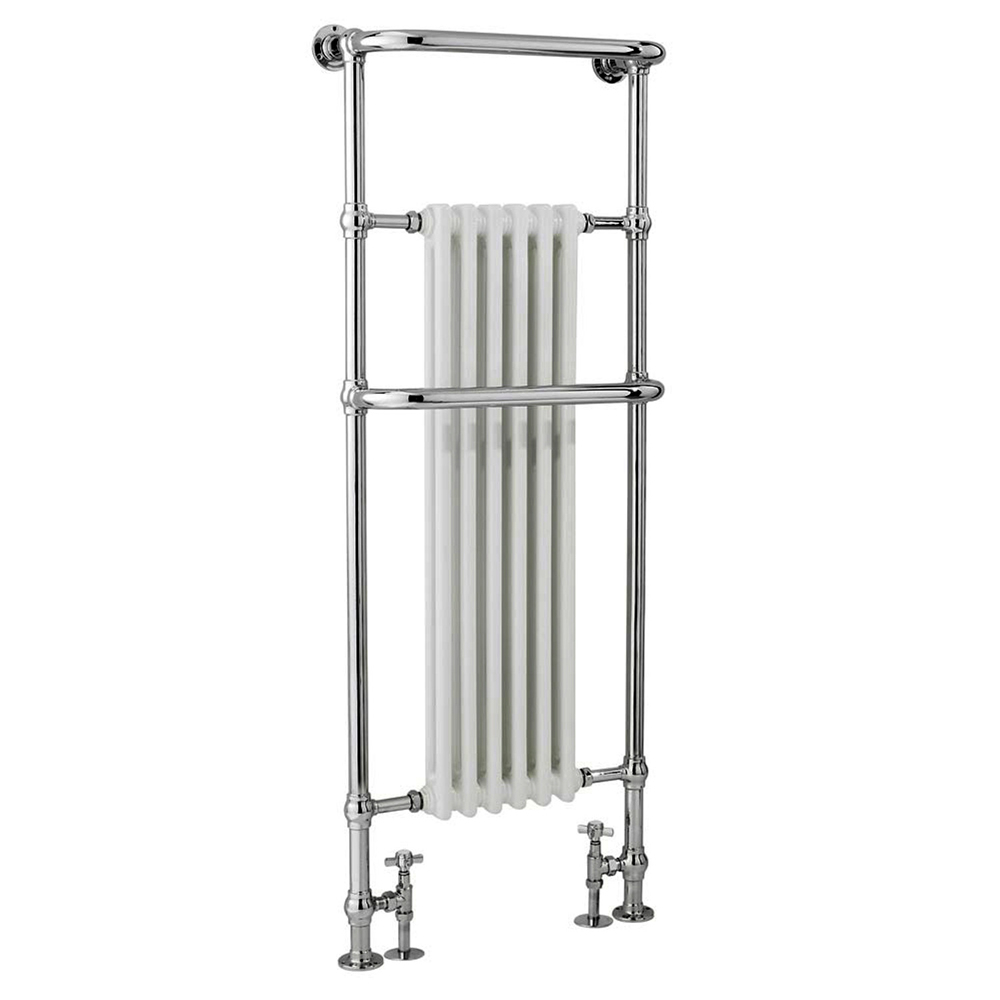 Howard Traditional Towel Radiator, 574 x 1500, Chrome & White, Holborn London 1855