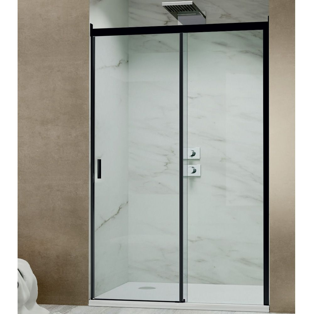 Jaquar Optima Wall to Wall Shower Door Black Frame 1200mm