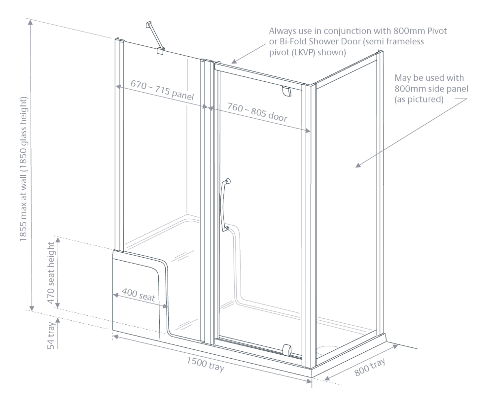 Lakes Seated Shower Tray With In-Line Panel & Bi-Fold Door