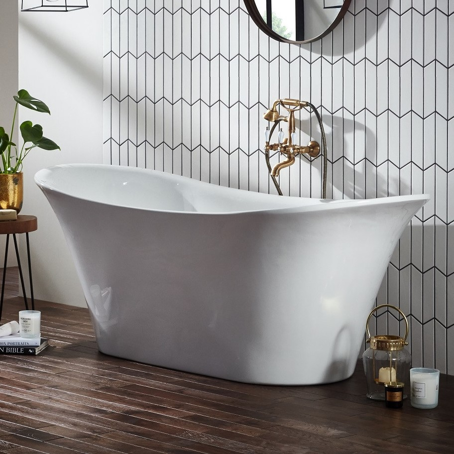 Bow 1800 x 800mm White Double Ended Freestanding Bath - Holborn London 1855