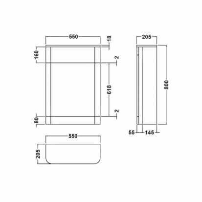 Nuie Parade WC Unit Two Drawer 550mm,Rubberduck Bathroom