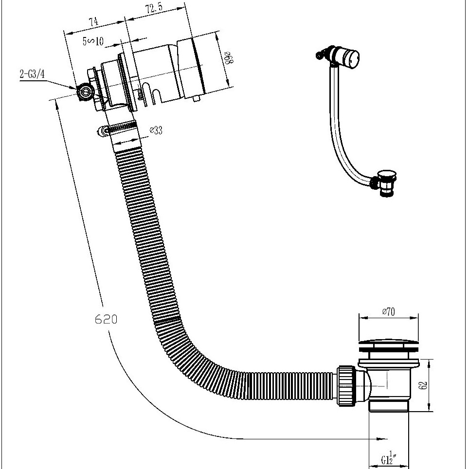 Scudo Overflow and Bath Filler Brushed Bronze