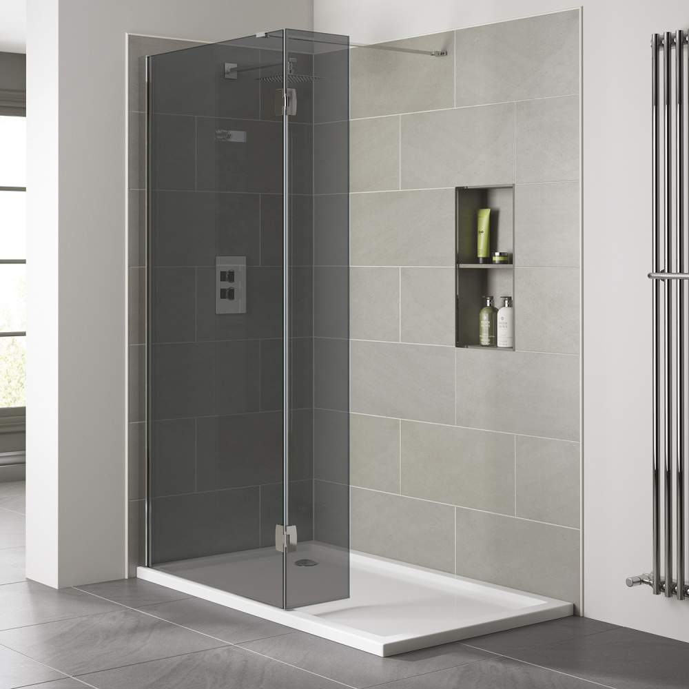 Frontline Bathrooms Prestige2 900mm Smoked Wetroom Shower Screen 10mm ...