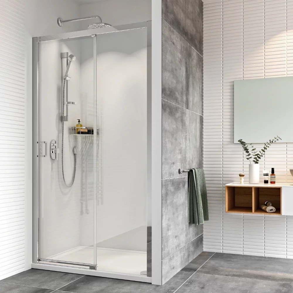 Roman Haven8 Chrome 1400mm Level Access Sliding Shower Door