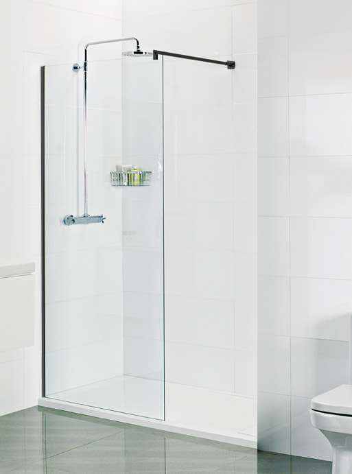 Roman Select 600 Matt Black Corner Wet Room Glass Panel 8mm