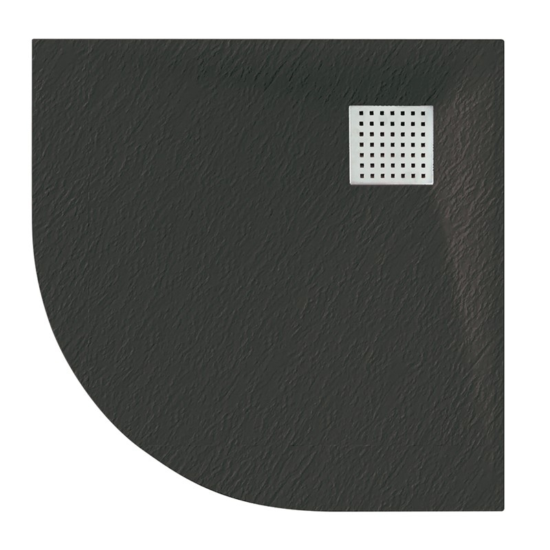 Veloce Uno 800 x 800mm Black Slate Effect Quadrant Shower Tray