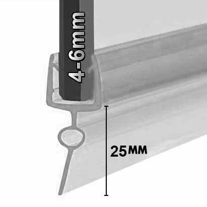 Replacement Shower Seal Up To 25mm Gaps - 4-6mm Glass Thickness