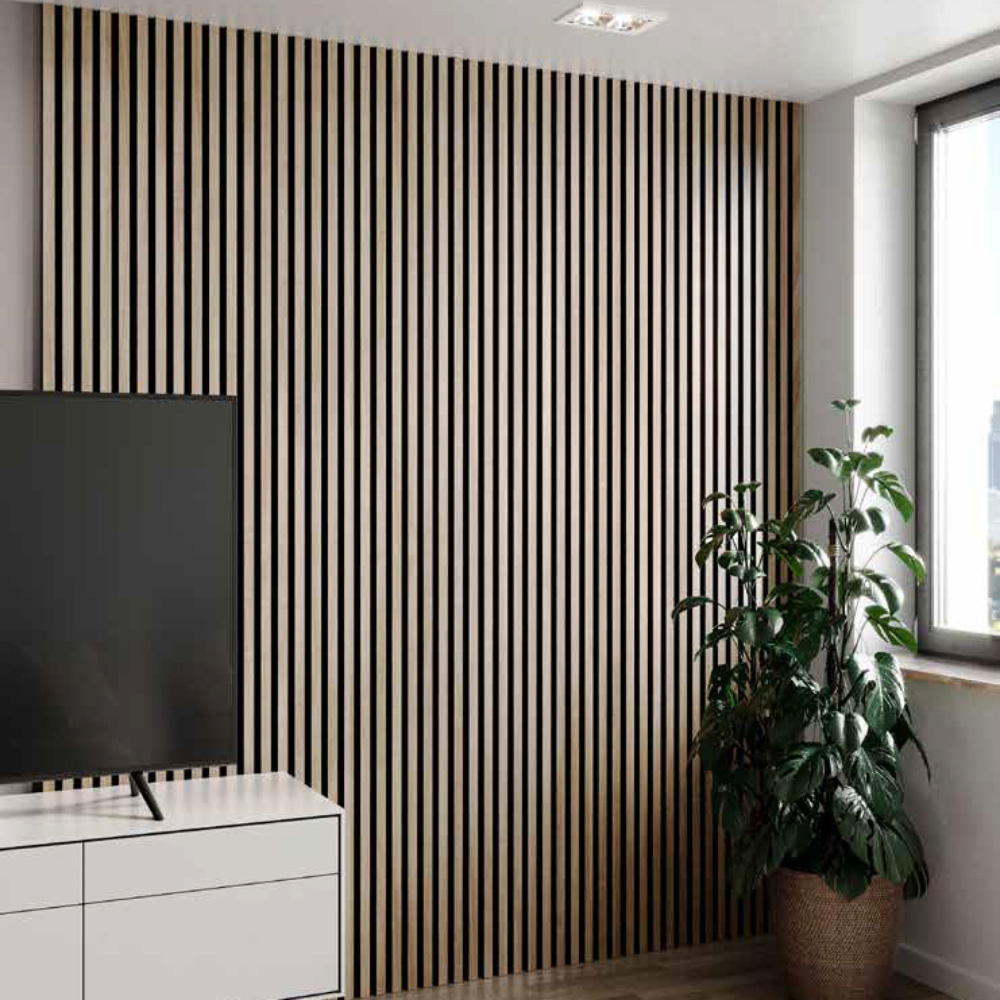 Oak & Black Waterproof Slatwall Panel