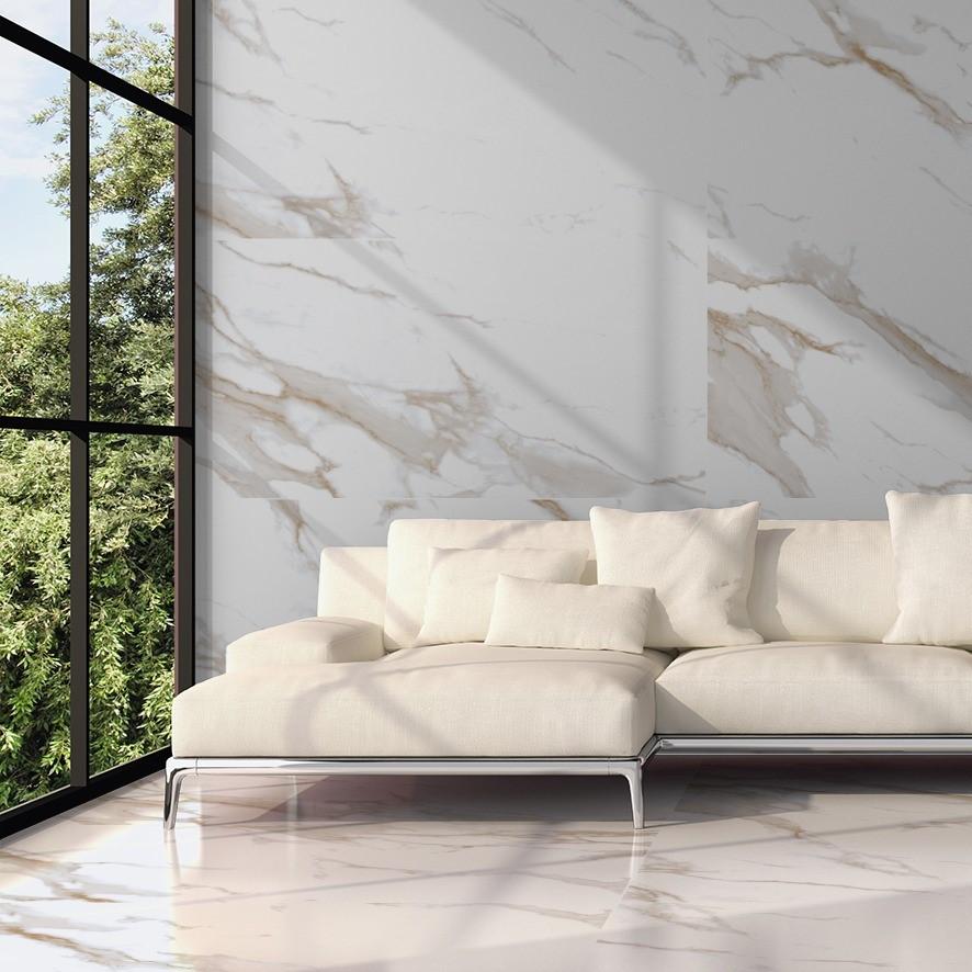 Statuario Mercury Gold Polished 600 x 1200 Porcelain Tiles