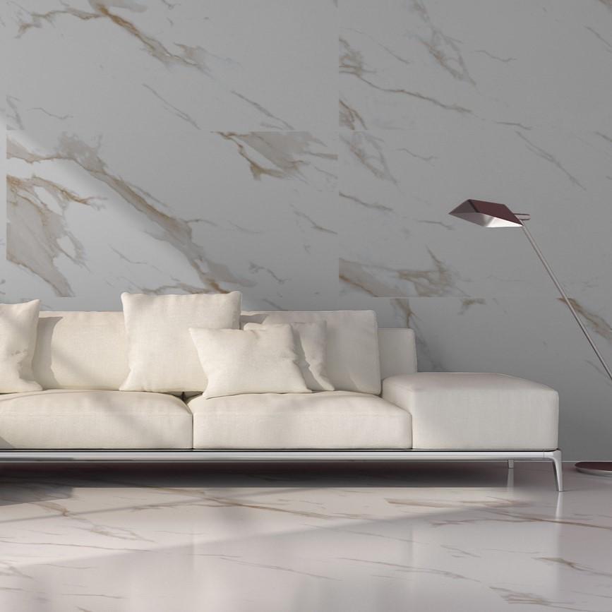 Statuario Mercury Gold Polished 300 x 600 Porcelain Floor & Wall Tiles - 1.44m2